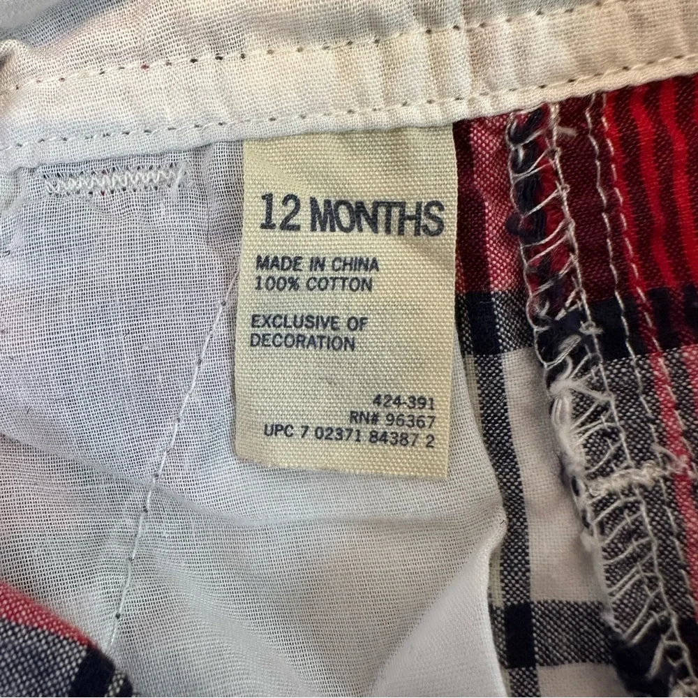 Vintage OshKosh Bgosh Red Polo Bodysuit and‎ Plaid Shortalls 12M